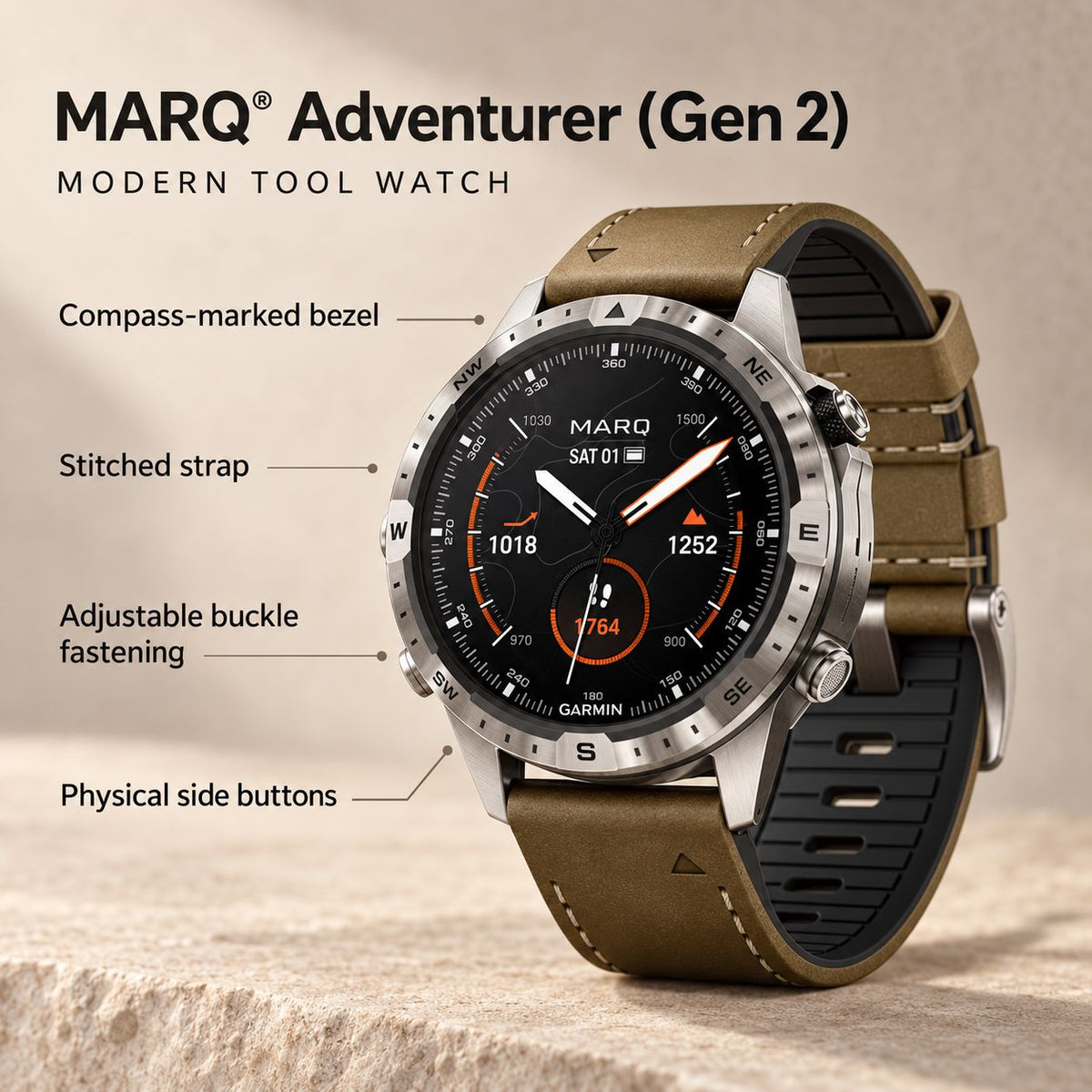GARMIN MARQ Adventurer Gen 2 Modern Tool Watch - Brown