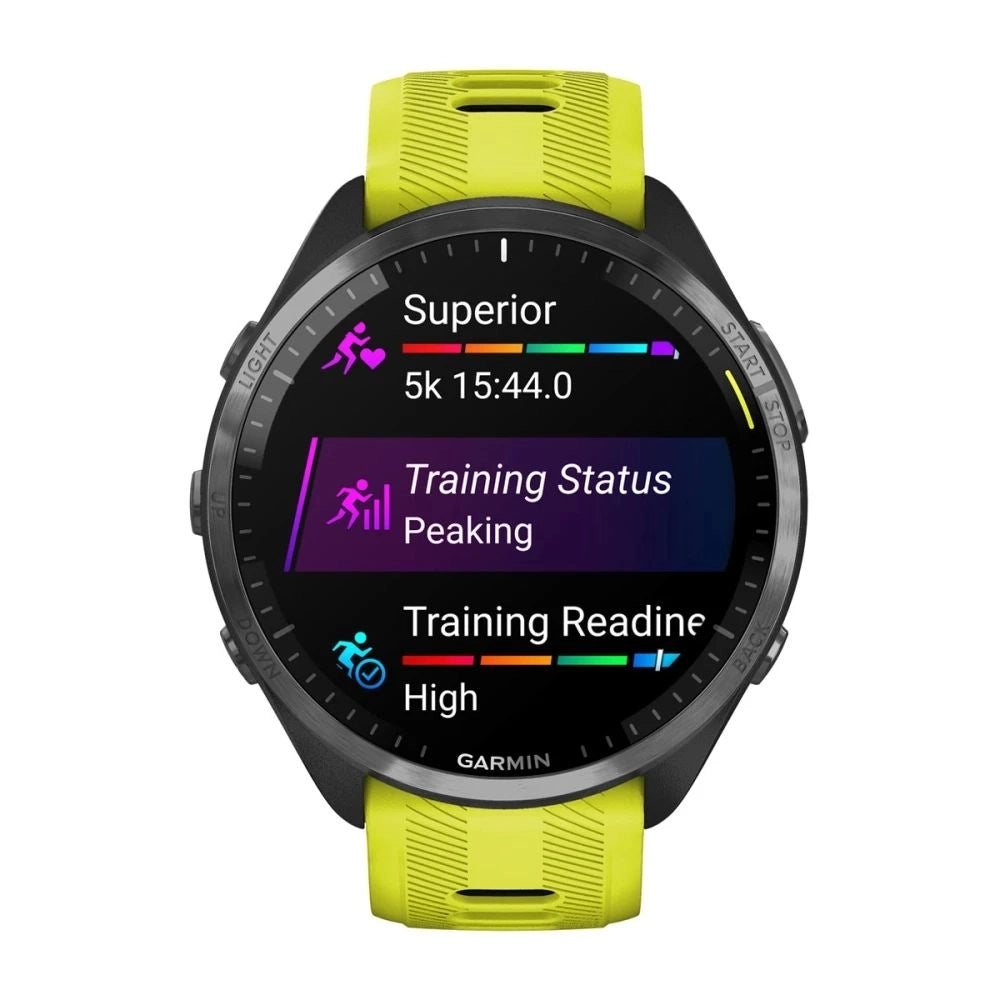 GARMIN Forerunner® 965 GPS Smartwatch | Carbon Grey DLC Titanium Bezel with Black Case Black