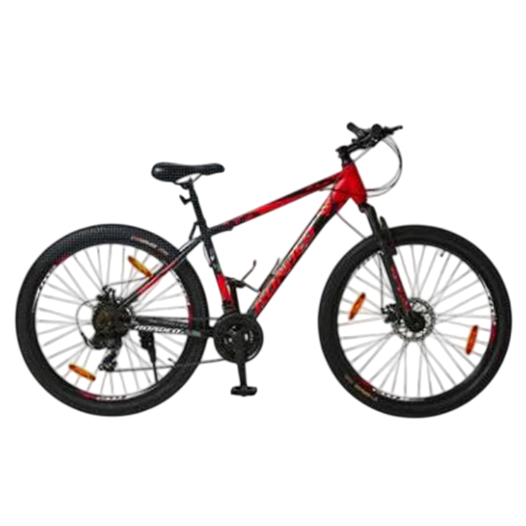Roadeo Hardliner 7 x 3 Disc 27.5 Inch Bike, Neon Red/Black with Graphics