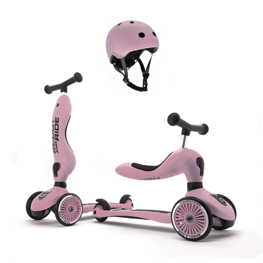Scoot & Ride 2-in-1 Highwaykick-1 Kids Scooter with Helmet S-M