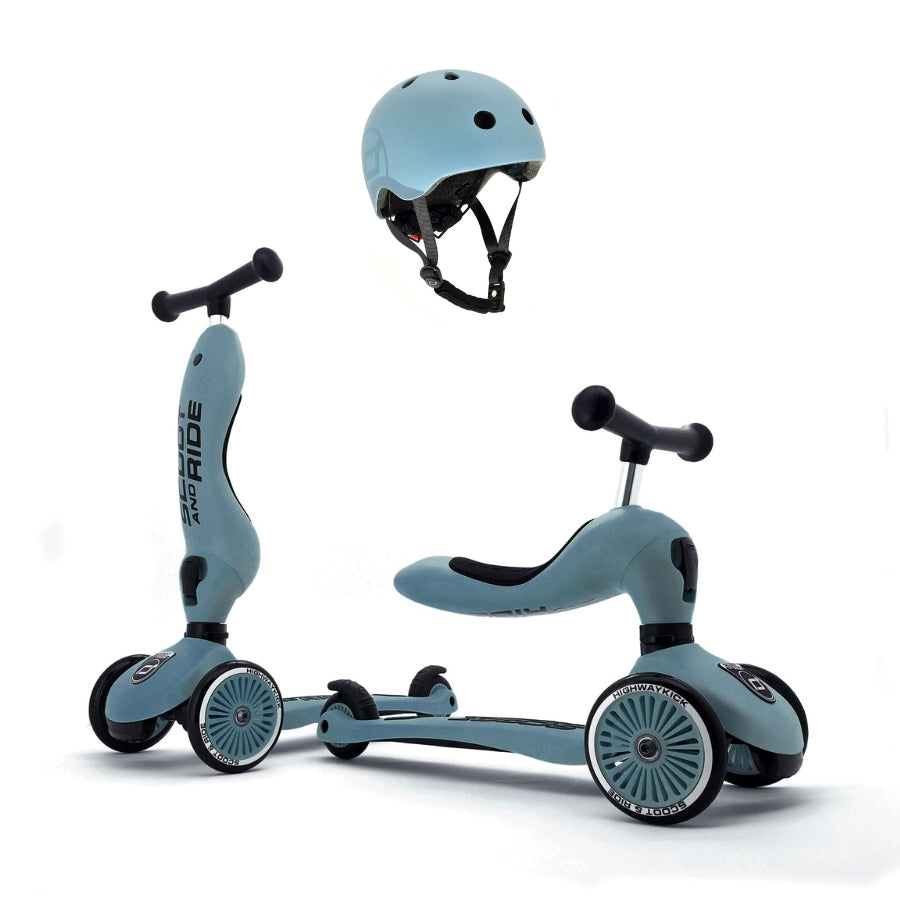 Scoot & Ride 2-in-1 Highwaykick-1 Kids Scooter with Helmet S-M