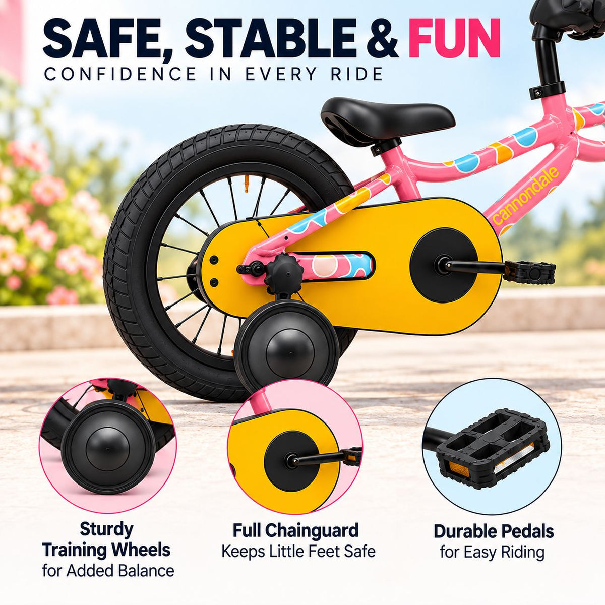 Cannondale Trail Kids Bike with Training Wheels - Pink | 12- Inches