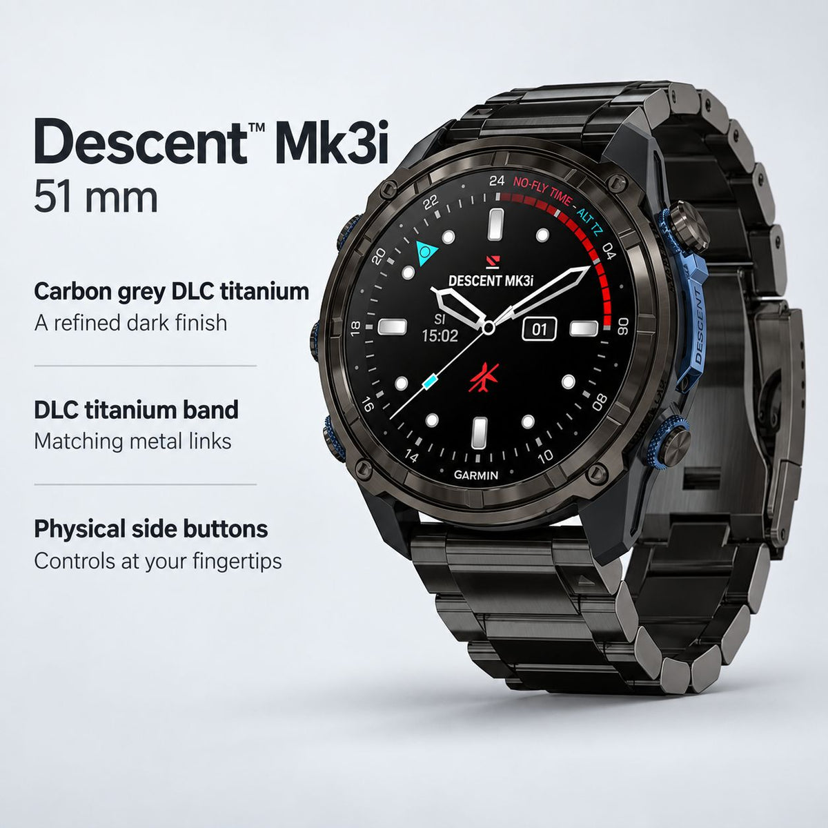 GARMIN Descent Mk3i Dive Computer Smartwatch - Carbon Grey DLC Titanium with DLC Titanium Band | 51 mm