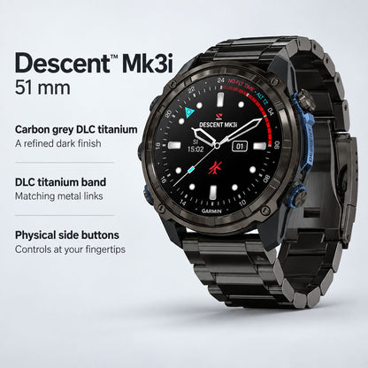 GARMIN Descent Mk3i Dive Computer Smartwatch - Carbon Grey DLC Titanium with DLC Titanium Band | 51 mm