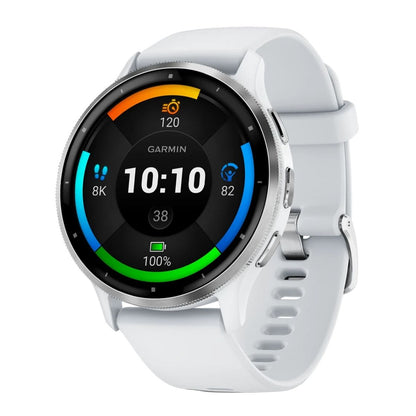 GARMIN Venu 3 GPS Smartwatch - Silver Stainless Steel Bezel with Whitestone Case and Silicone Band