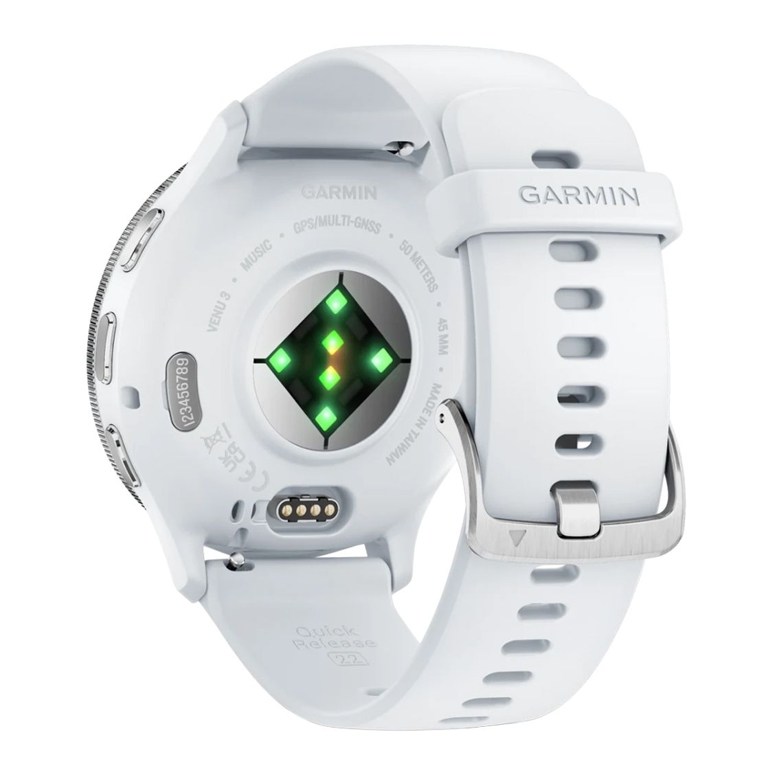 GARMIN Venu 3 GPS Smartwatch - Silver Stainless Steel Bezel with Whitestone Case and Silicone Band
