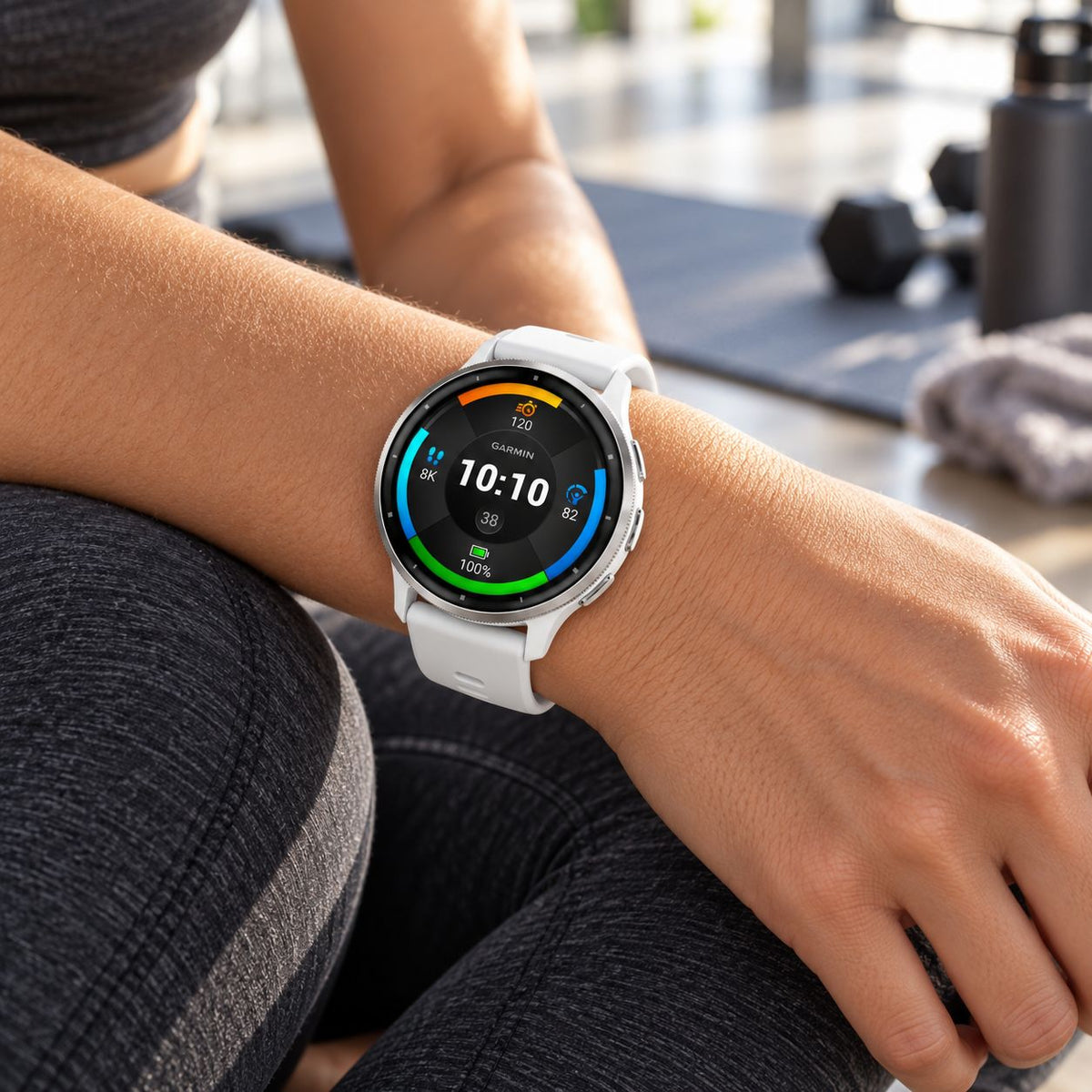 GARMIN Venu 3 GPS Smartwatch - Silver Stainless Steel Bezel with Whitestone Case and Silicone Band