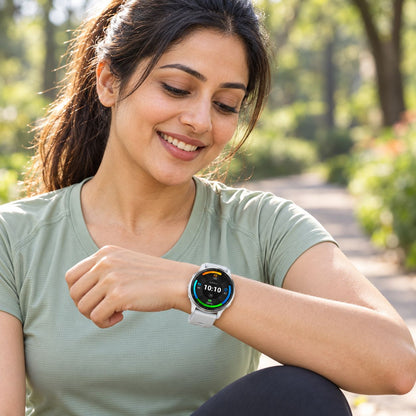 GARMIN Venu 3 GPS Smartwatch - Silver Stainless Steel Bezel with Whitestone Case and Silicone Band