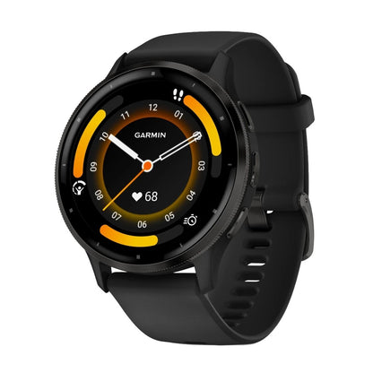 GARMIN Venu 3 GPS Fitness Smartwatch - Slate Stainless Steel Bezel with Black Case | Silicone Band