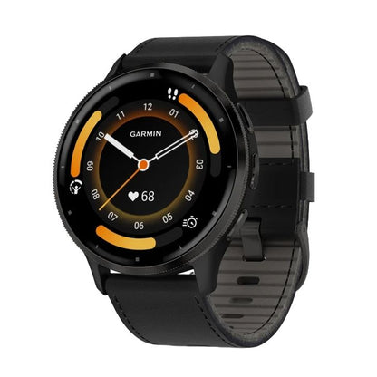 GARMIN Venu 3 GPS Fitness Smartwatch - Slate Stainless Steel Bezel with Black Case | Silicone Band