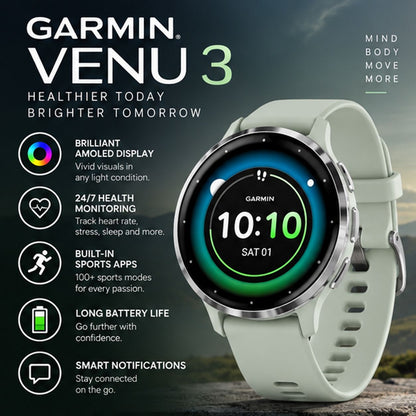 GARMIN Venu 3S GPS Fitness Smartwatch - | Silicone Band