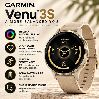 GARMIN Venu 3S GPS Fitness Smartwatch - | Silicone Band