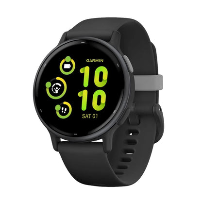 GARMIN Vivoactive 5 GPS Fitness Smartwatch - Slate Aluminum Bezel with Black Case | Silicone Band