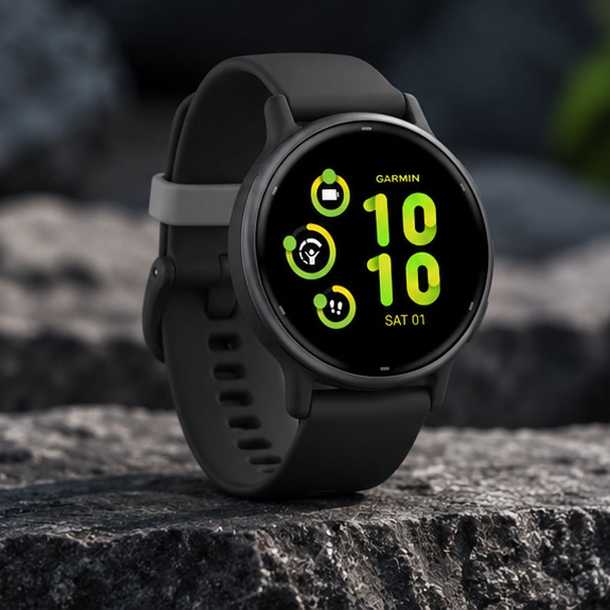 GARMIN Vivoactive 5 GPS Fitness Smartwatch - Slate Aluminum Bezel with Black Case | Silicone Band