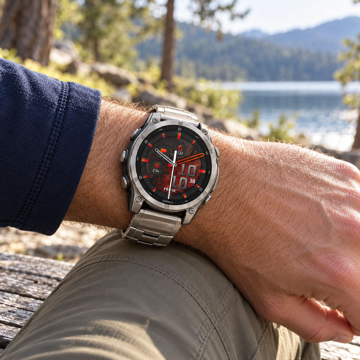 GARMIN Fenix 8 AMOLED GPS Smartwatch - Sapphire, Titanium with Vented Titanium Bracelet | 47 mm