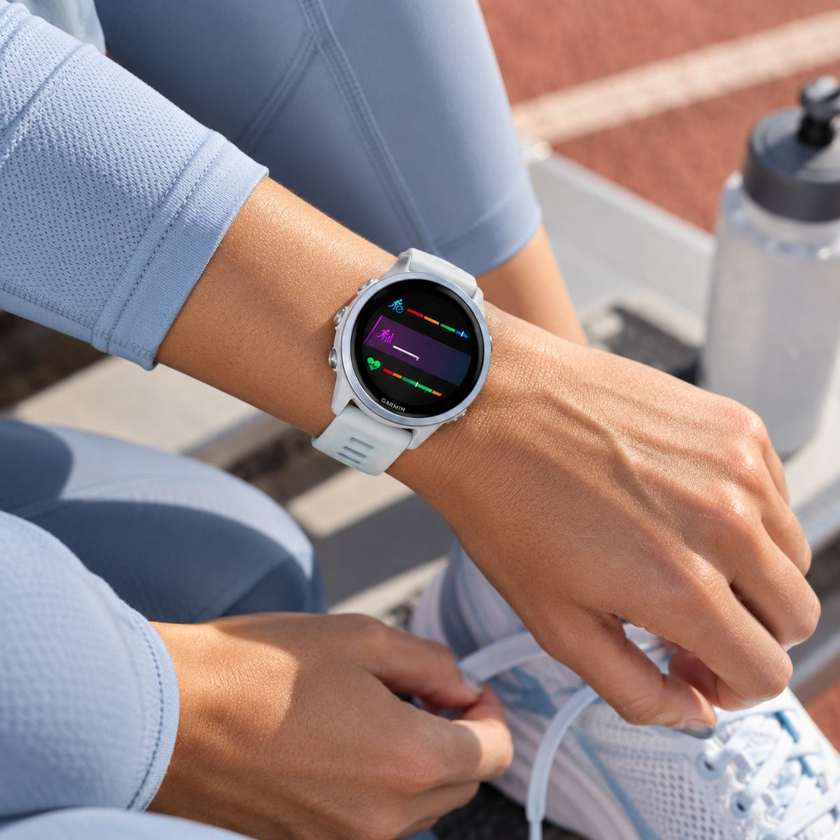 GARMIN Forerunner 570 GPS Running Smartwatch - Cloud Blue Aluminium with Translucent Whitestone/Cloud Blue Band | 42 mm
