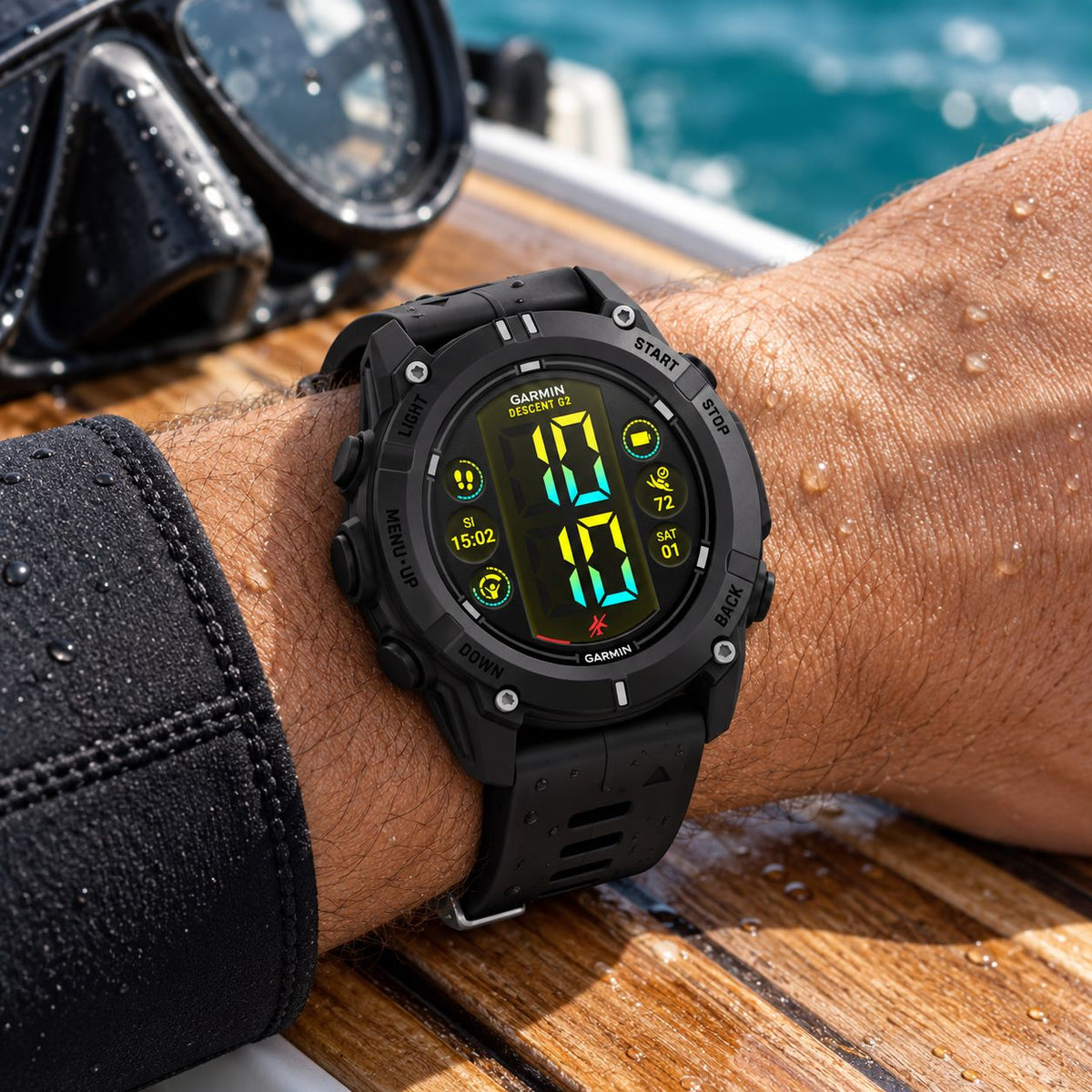 GARMIN Descent G2 Dive Computer Smartwatch - Black with Black Silicone Band