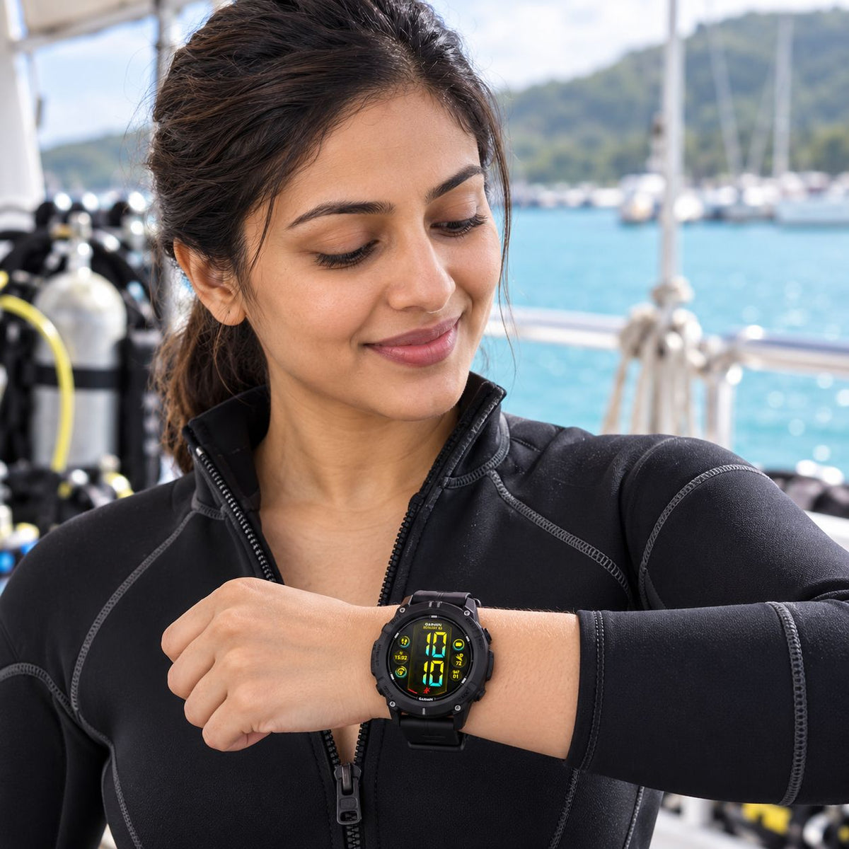 GARMIN Descent G2 Dive Computer Smartwatch - Black with Black Silicone Band
