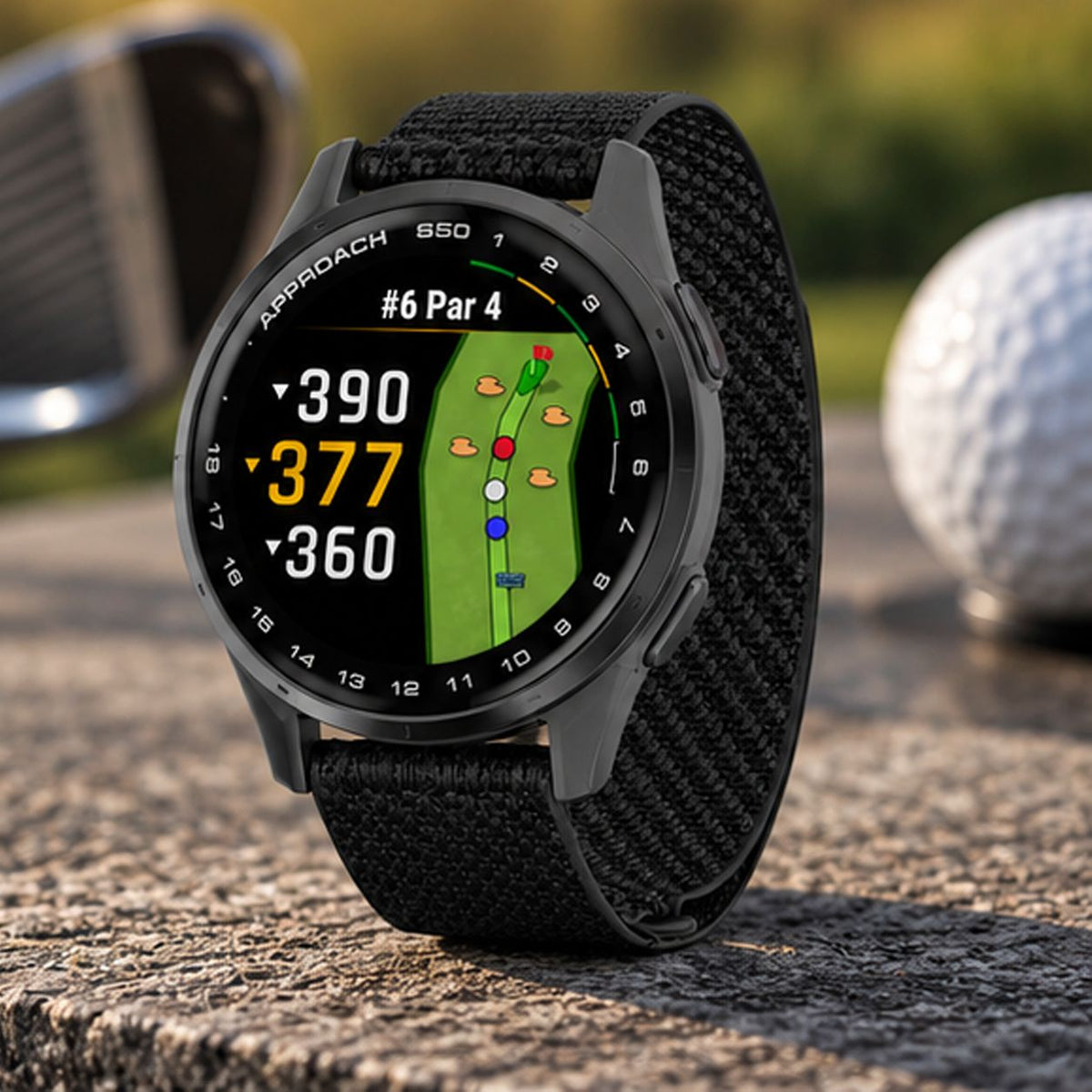GARMIN Approach S50 GPS Golf Smartwatch - Cream Gold Aluminium with Ivory | Nylon Band