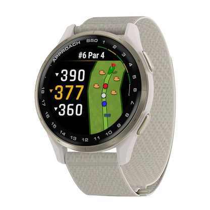 GARMIN Approach S50 GPS Golf Smartwatch - Cream Gold Aluminium with Ivory | Nylon Band