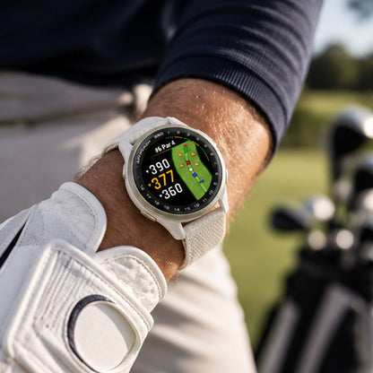 GARMIN Approach S50 GPS Golf Smartwatch - Cream Gold Aluminium with Ivory | Nylon Band