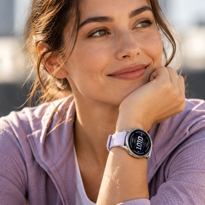 GARMIN Venu 4 GPS Smartwatch - Silver with Periwinkle Silicone Band | 41 mm