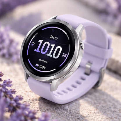 GARMIN Venu 4 GPS Smartwatch - Silver with Periwinkle Silicone Band | 41 mm