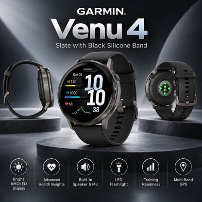 GARMIN Venu 4 GPS Smartwatch - Silver with Periwinkle Silicone Band | 41 mm