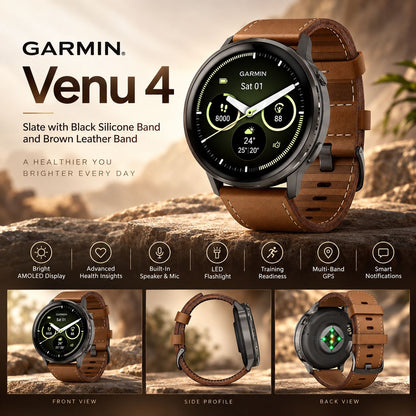 GARMIN Venu 4 GPS Smartwatch - Silver with Periwinkle Silicone Band | 41 mm