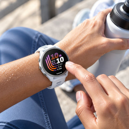 GARMIN Forerunner 170 Music GPS Running Smartwatch - Whitestone with Whitestone/Cloud Blue Band