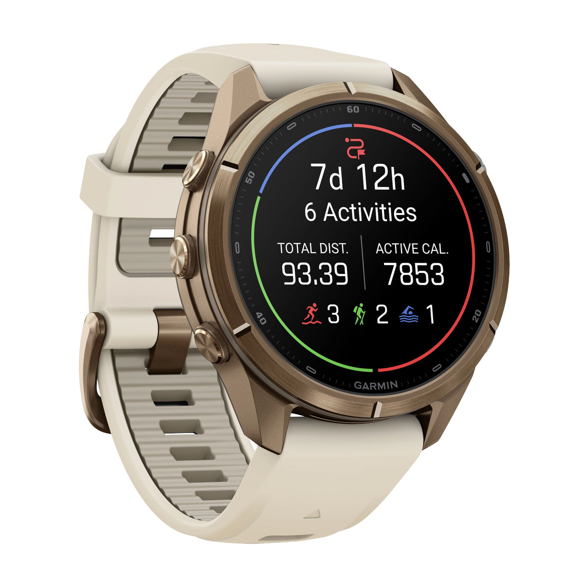 GARMIN Fenix 9 Pro GPS Smartwatch - Autumn Gold Titanium with Cream/French Grey Silicone Band | 43 mm