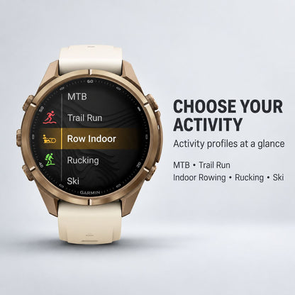 GARMIN Fenix 9 Pro GPS Smartwatch - Autumn Gold Titanium with Cream/French Grey Silicone Band | 43 mm