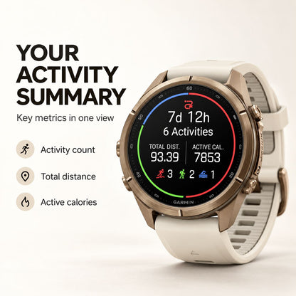 GARMIN Fenix 9 Pro GPS Smartwatch - Autumn Gold Titanium with Cream/French Grey Silicone Band | 43 mm