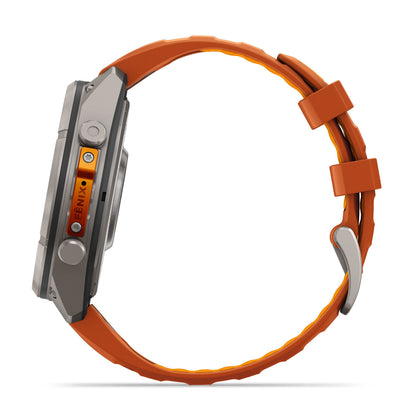 GARMIN Fenix 9 Pro GPS Multisport Smartwatch with inReach - Titanium with Autumn Orange/Spark Orange Silicone Band | 47 mm