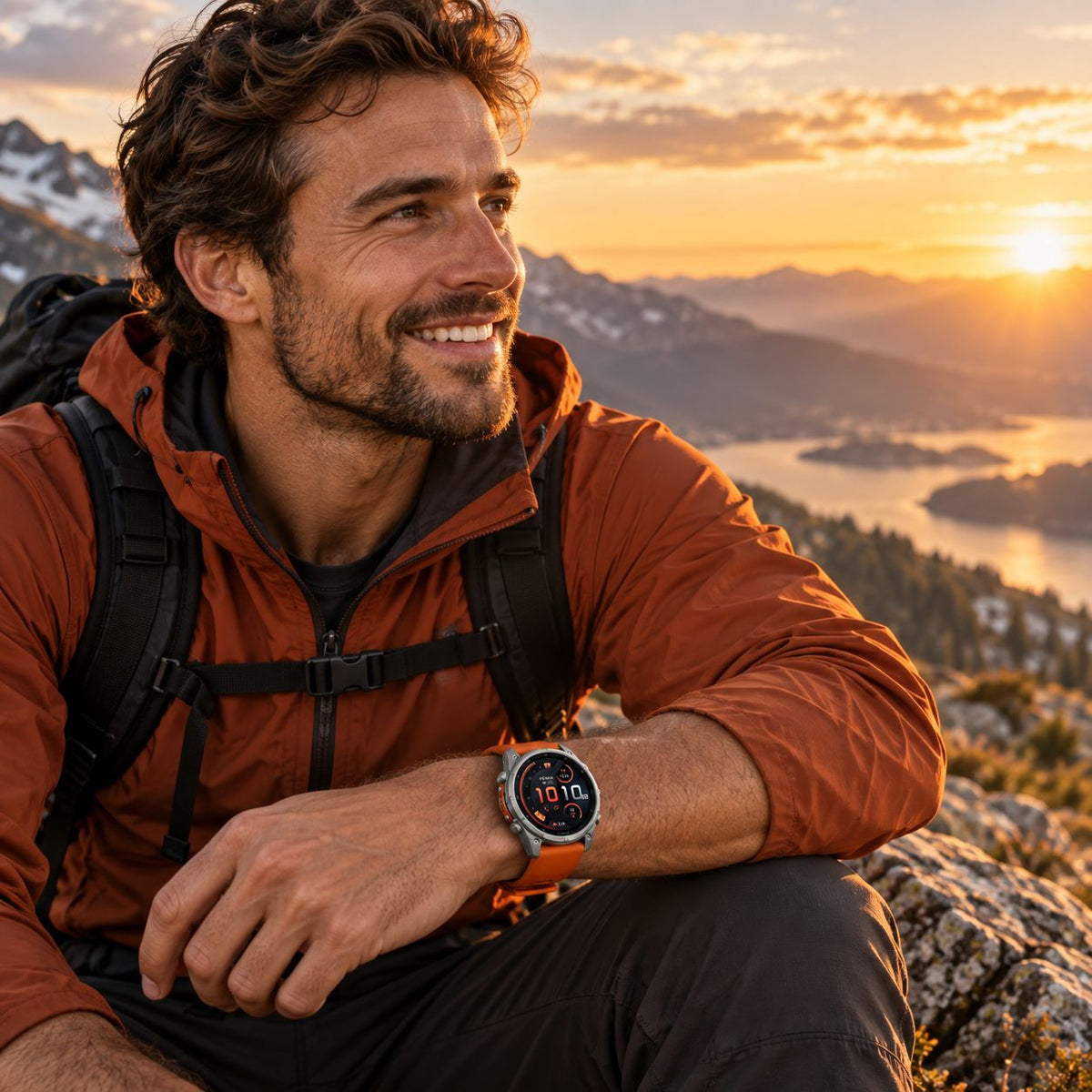 GARMIN Fenix 9 Pro GPS Multisport Smartwatch with inReach - Titanium with Autumn Orange/Spark Orange Silicone Band | 47 mm