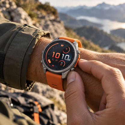 GARMIN Fenix 9 Pro GPS Multisport Smartwatch with inReach - Titanium with Autumn Orange/Spark Orange Silicone Band | 47 mm
