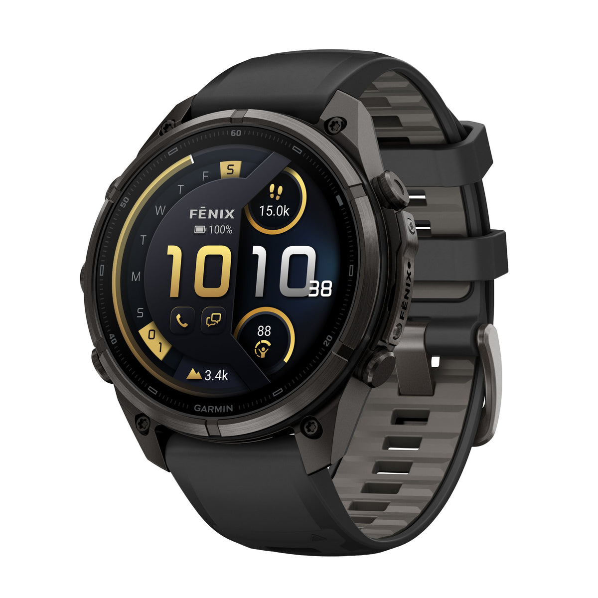 GARMIN Fenix 9 Pro GPS Multisport Smartwatch with inReach - Titanium with Autumn Orange/Spark Orange Silicone Band | 47 mm
