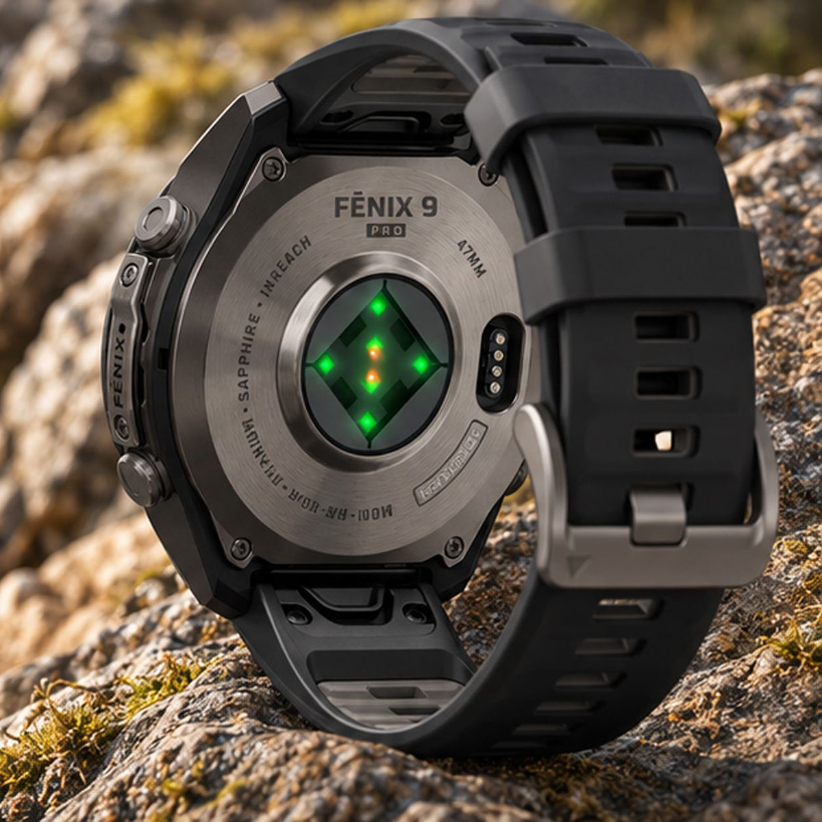 GARMIN Fenix 9 Pro GPS Multisport Smartwatch with inReach - Titanium with Autumn Orange/Spark Orange Silicone Band | 47 mm