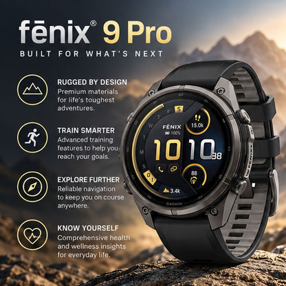 GARMIN Fenix 9 Pro GPS Multisport Smartwatch with inReach - Titanium with Autumn Orange/Spark Orange Silicone Band | 47 mm