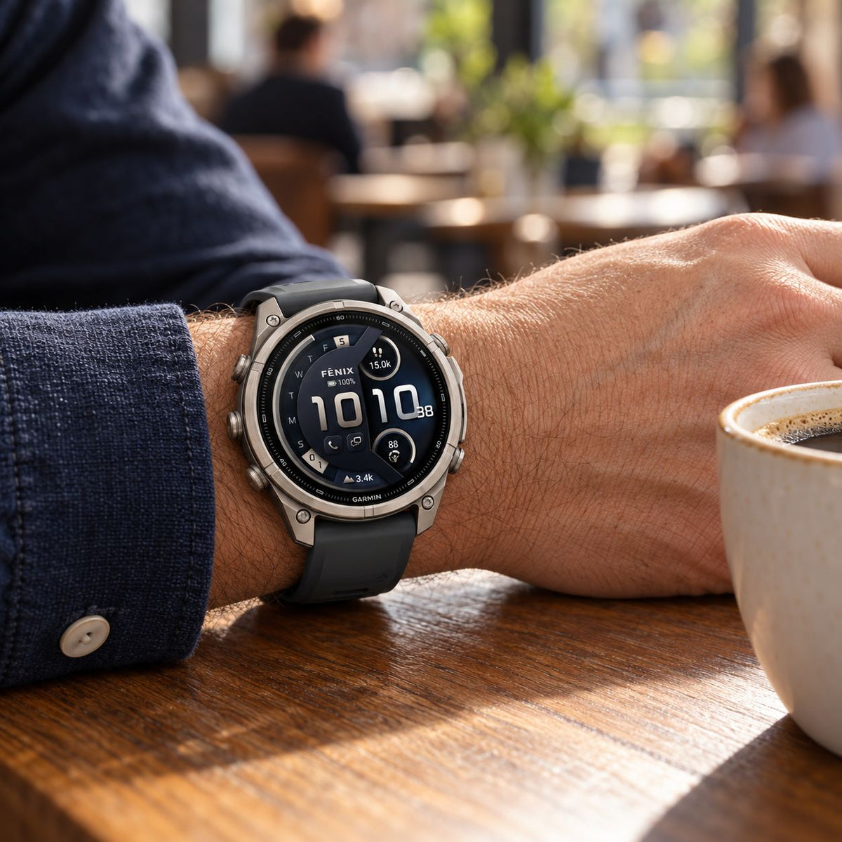 GARMIN Fenix 9 Pro GPS Smartwatch - Autumn Gold Titanium with Cream/French Grey Silicone Band | 43 mm