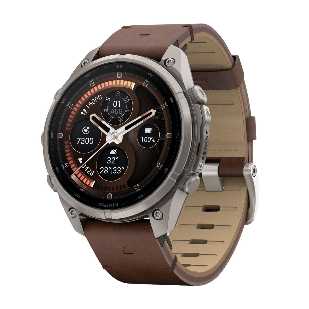 GARMIN Fenix 9 Pro GPS Multisport Smartwatch with inReach - Titanium with Autumn Orange/Spark Orange Silicone Band | 47 mm