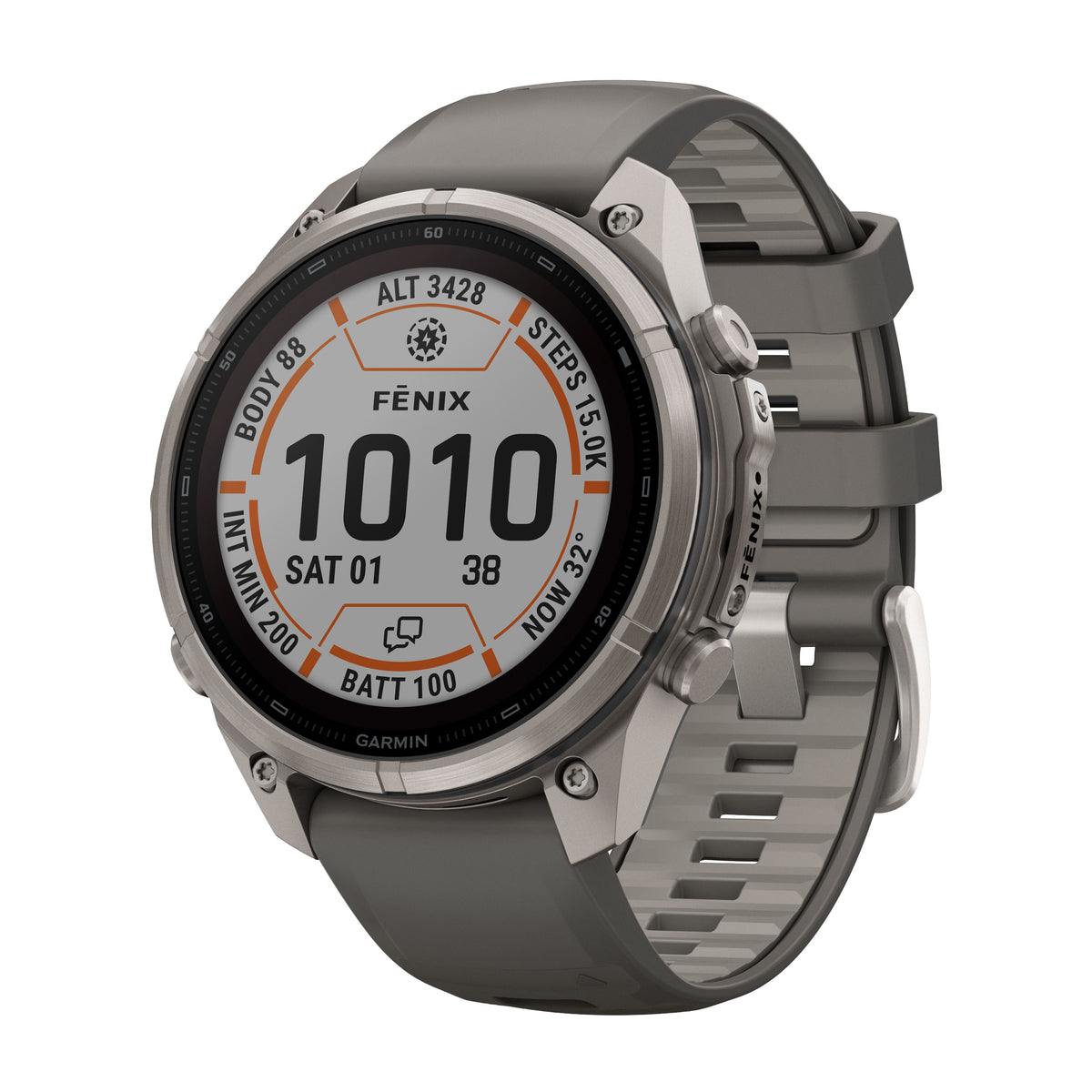 GARMIN Fenix 9 Pro Solar GPS Multisport Smartwatch - Titanium with Pebble Grey Silicone Band | 47 mm