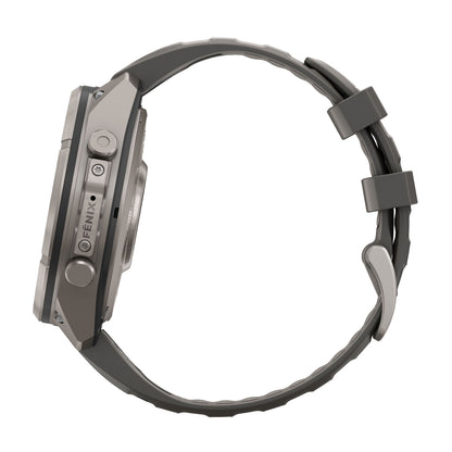 GARMIN Fenix 9 Pro Solar GPS Multisport Smartwatch - Titanium with Pebble Grey Silicone Band | 47 mm