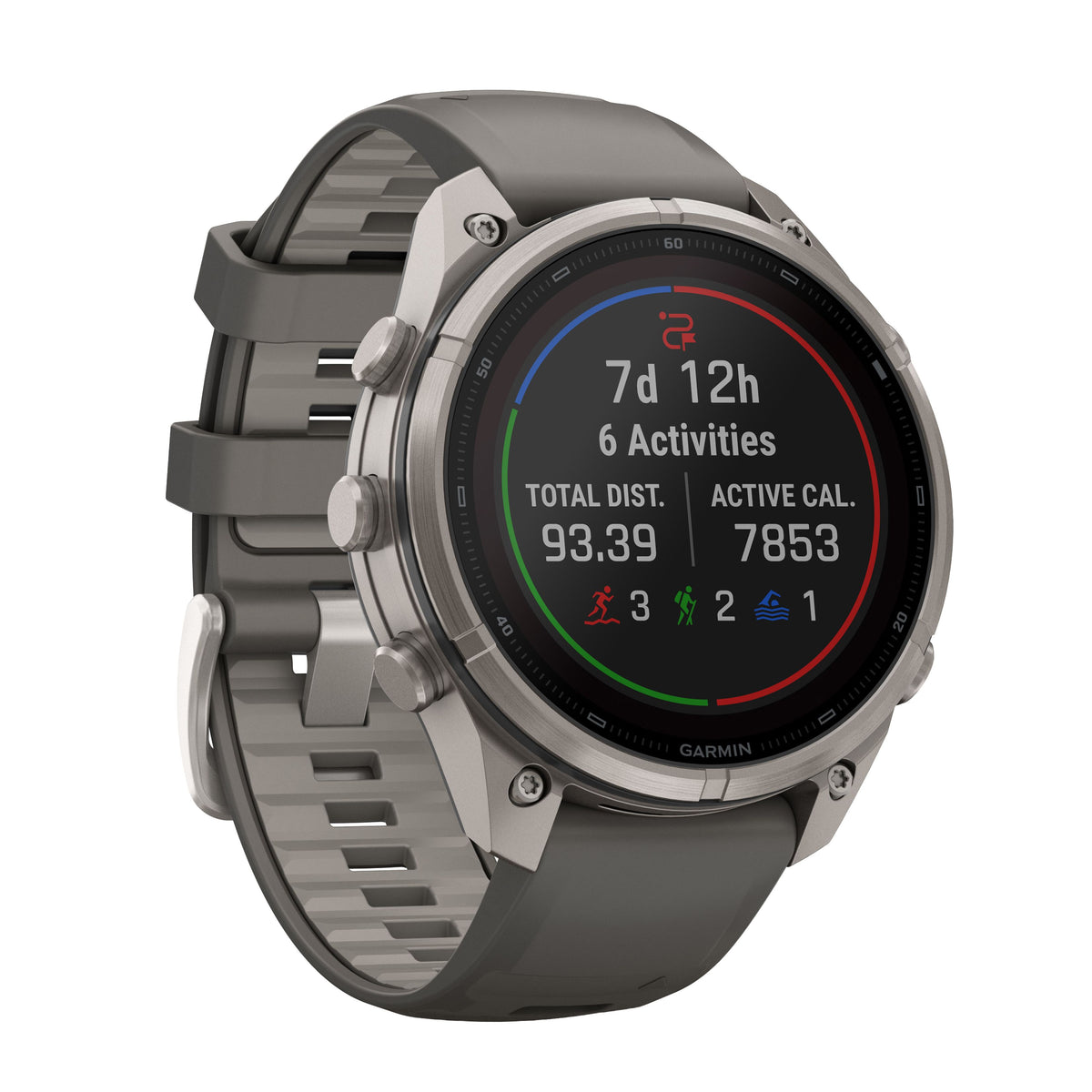GARMIN Fenix 9 Pro Solar GPS Multisport Smartwatch - Titanium with Pebble Grey Silicone Band | 47 mm