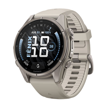 GARMIN Fenix 9 GPS Multisport Smartwatch - Titanium with Pebble Grey Silicone Band | 43 mm