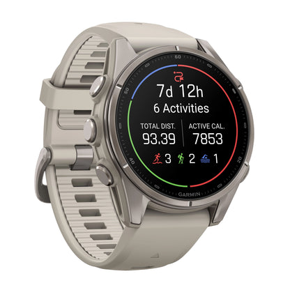 GARMIN Fenix 9 GPS Multisport Smartwatch - Titanium with Pebble Grey Silicone Band | 43 mm
