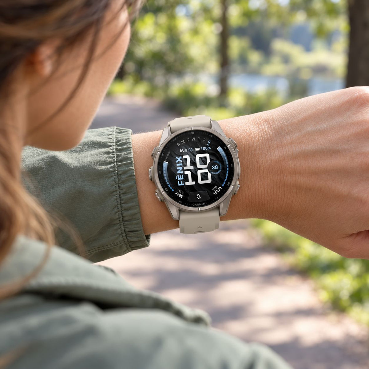GARMIN Fenix 9 GPS Multisport Smartwatch - Titanium with Pebble Grey Silicone Band | 43 mm