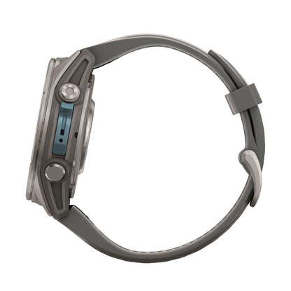 GARMIN Fenix 9 GPS Multisport Smartwatch - Titanium with Pebble Grey Silicone Band | 43 mm