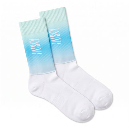 Baisky Aerodynamic Cycling Socks – Fluorescent Blue-Green - Medium
