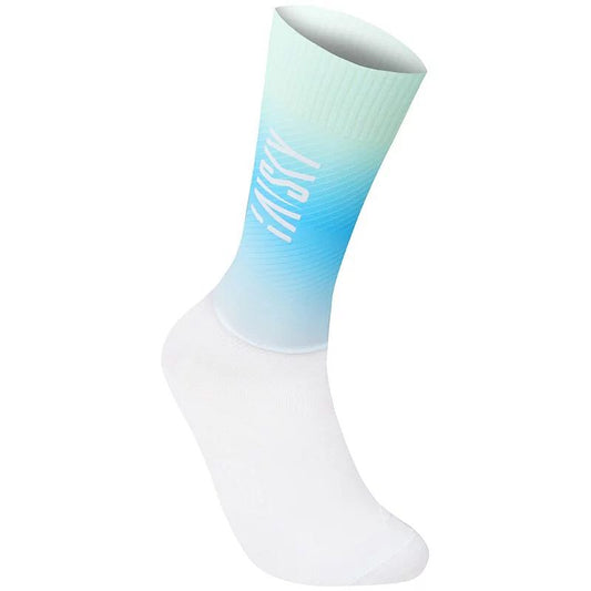 Baisky Aerodynamic Cycling Socks – Fluorescent Blue-Green - Medium